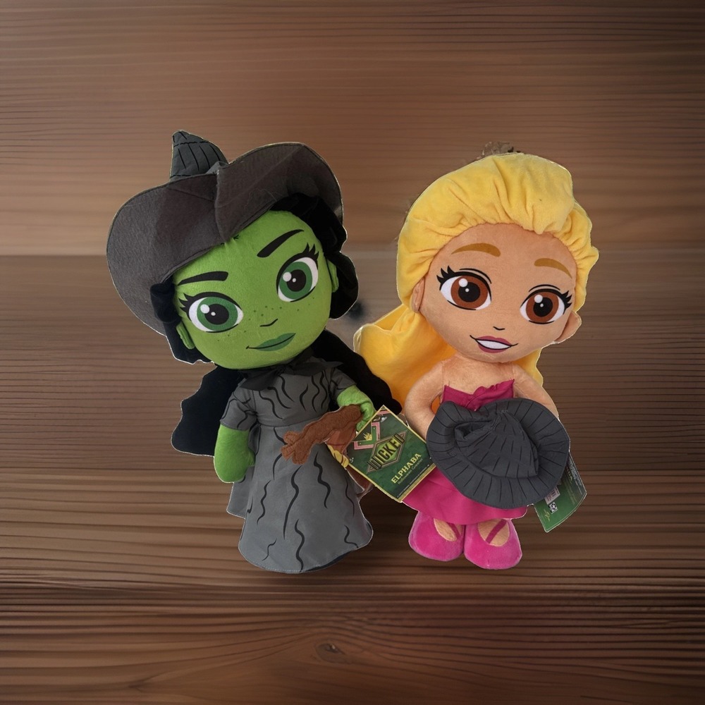 WICKED Glinda & Elphaba Halloween Greeter Plush Dolls 18" Tall (NEW WITH TAGS)